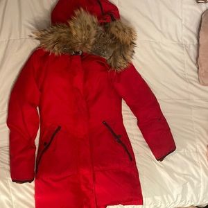 Pajar XS womens mid-thigh length coat. Removable fur lined hood